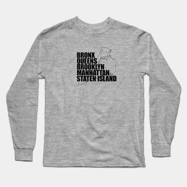 NYC Boroughs Long Sleeve T-Shirt by The Dude ATX